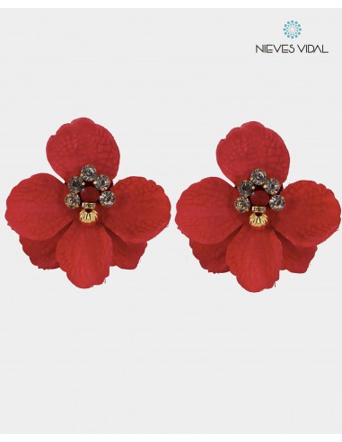 PENDIENTES FLOR ROJO